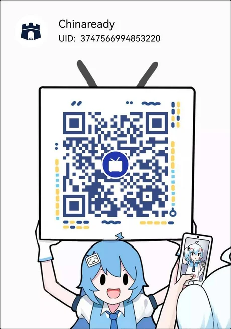 Bilibili follow card — scan the QR code to follow Chinaready